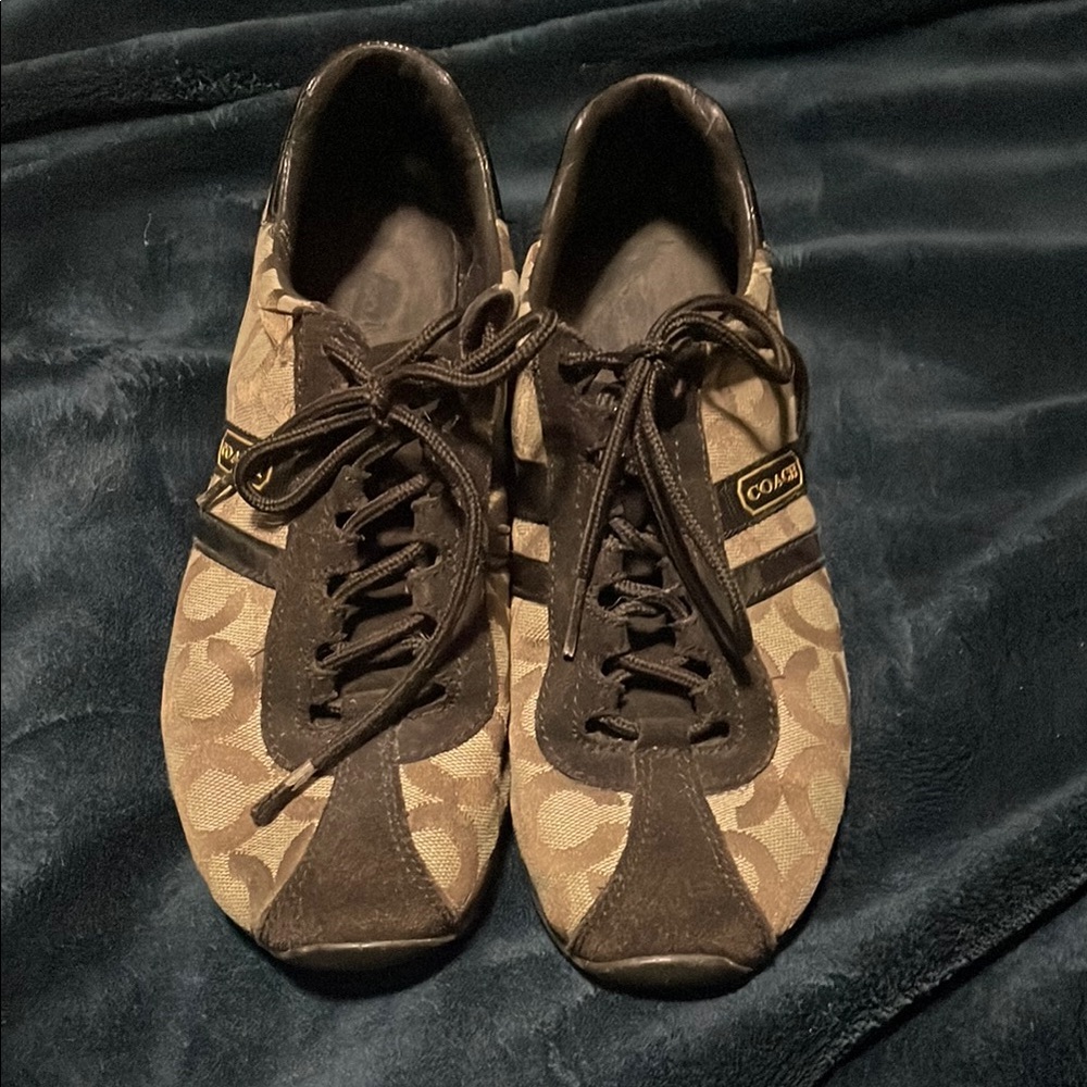Coach Kathleen Signature Brown and Black Sneakers